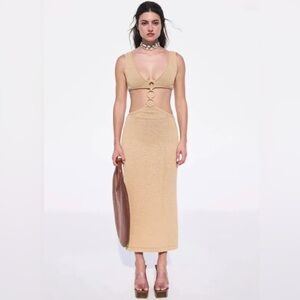 Cult Gaia Mert Dress- Tan Cutout Ring Backless Dress